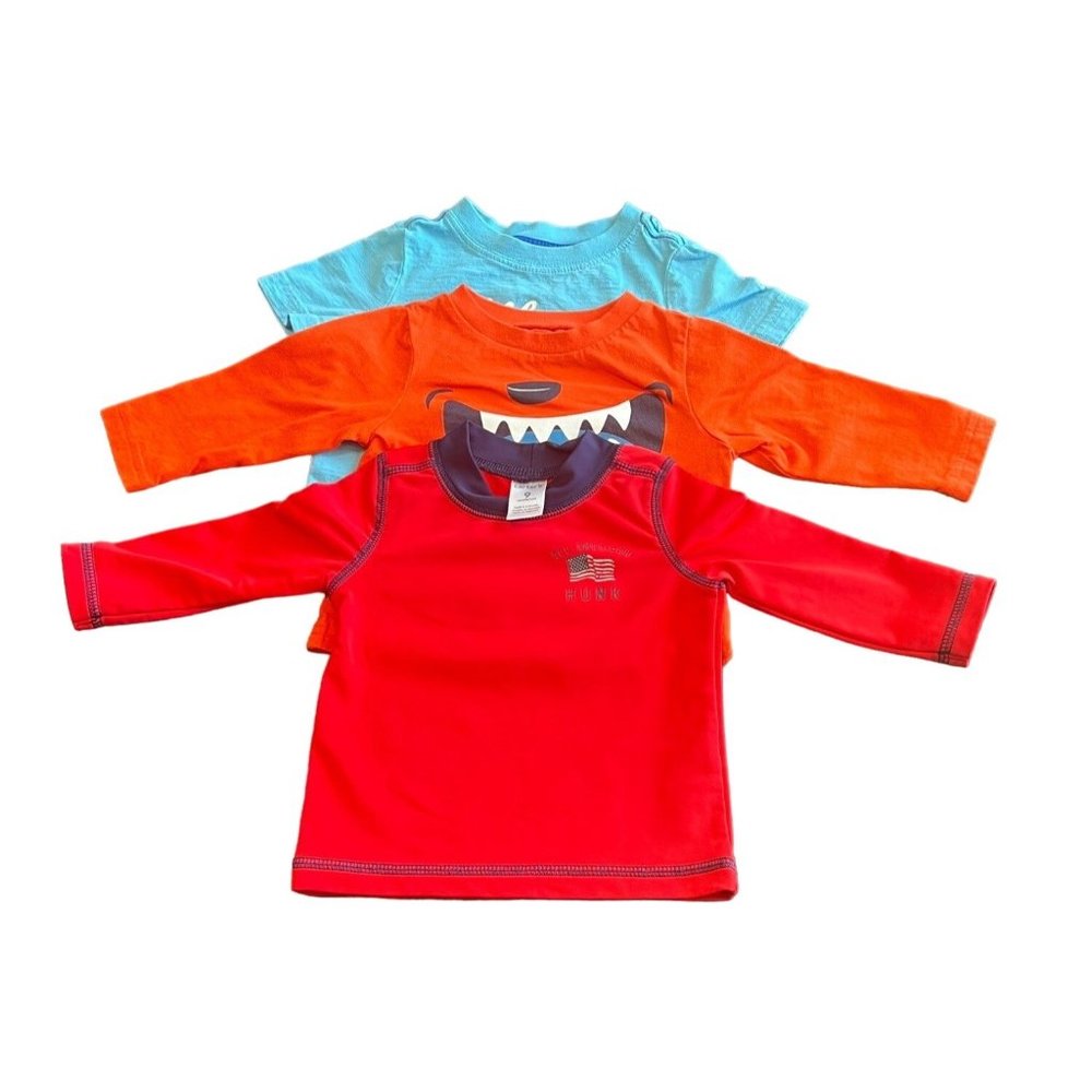 Bundle of 3 Boys Shirts Size 6 to 12 months Carters EST. 1989 Crazy 8